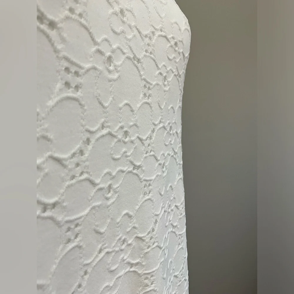 Michael Kors White Eyelet Ruffle Hem Sleeveless Shift Dress Size XS